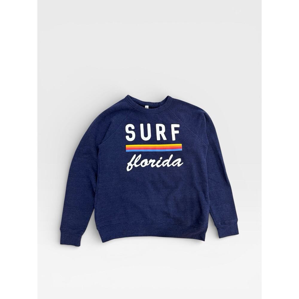 Vintage Surf Florida 70s Vibe Sweatshirt Stripe Unisex Medium Men Small